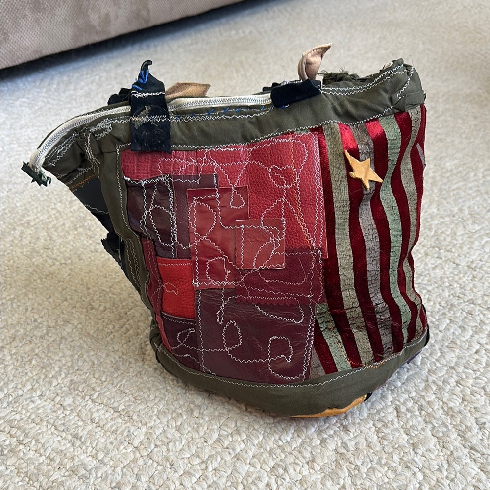 Patchwork Green and Red Women's Bag